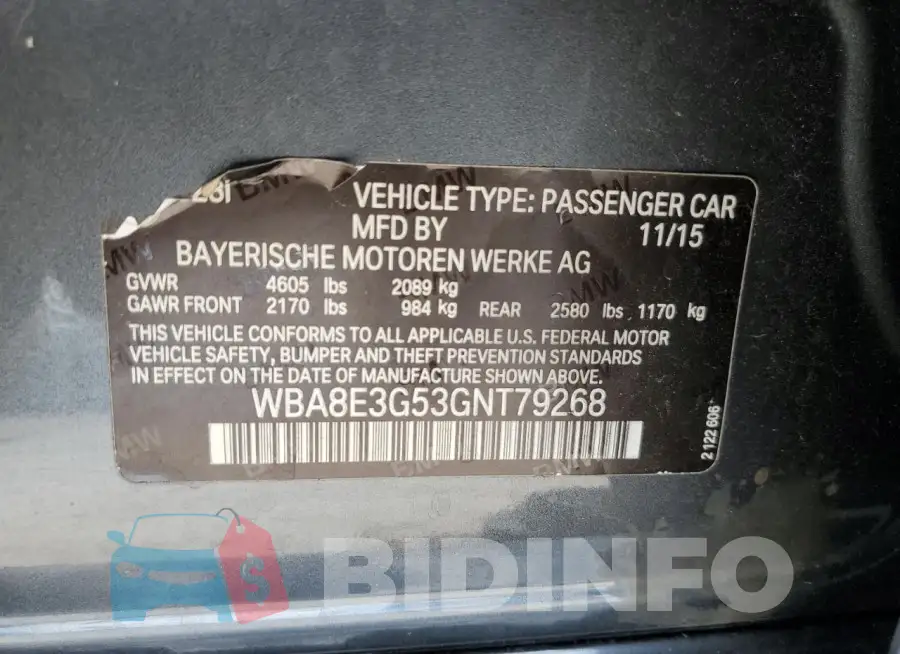 WBA8E3G53GNT79268 Photo# 12