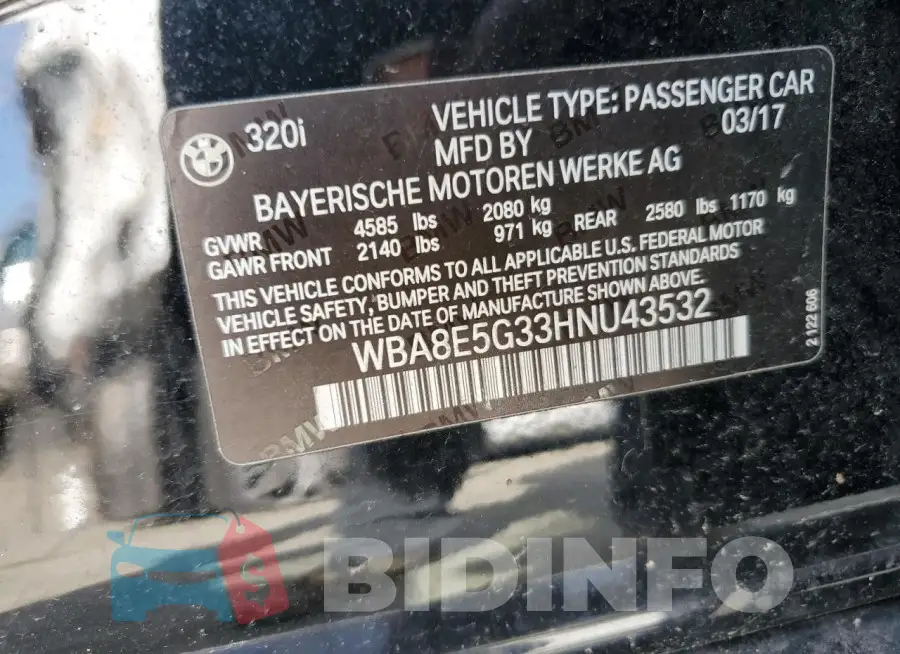 WBA8E5G33HNU43532 Photo# 12