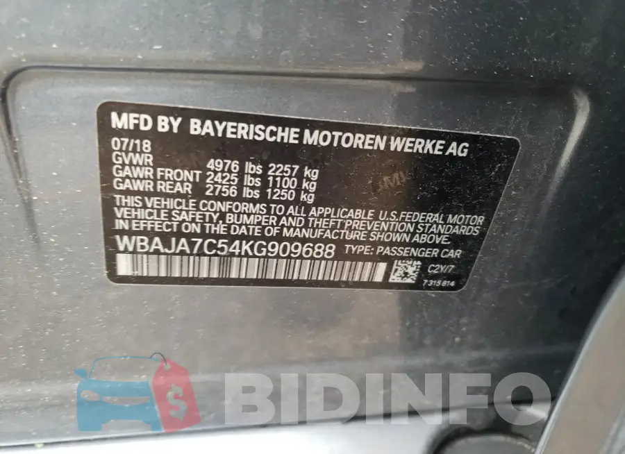 WBAJA7C54KG909688 Photo# 12