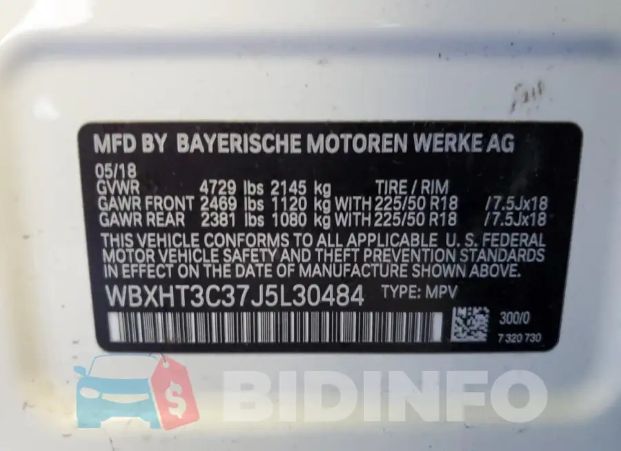 WBXHT3C37J5L30484 Photo# 13