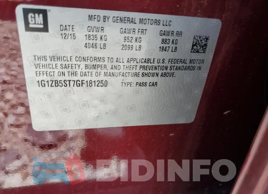 1G1ZB5ST7GF181250 Photo# 13