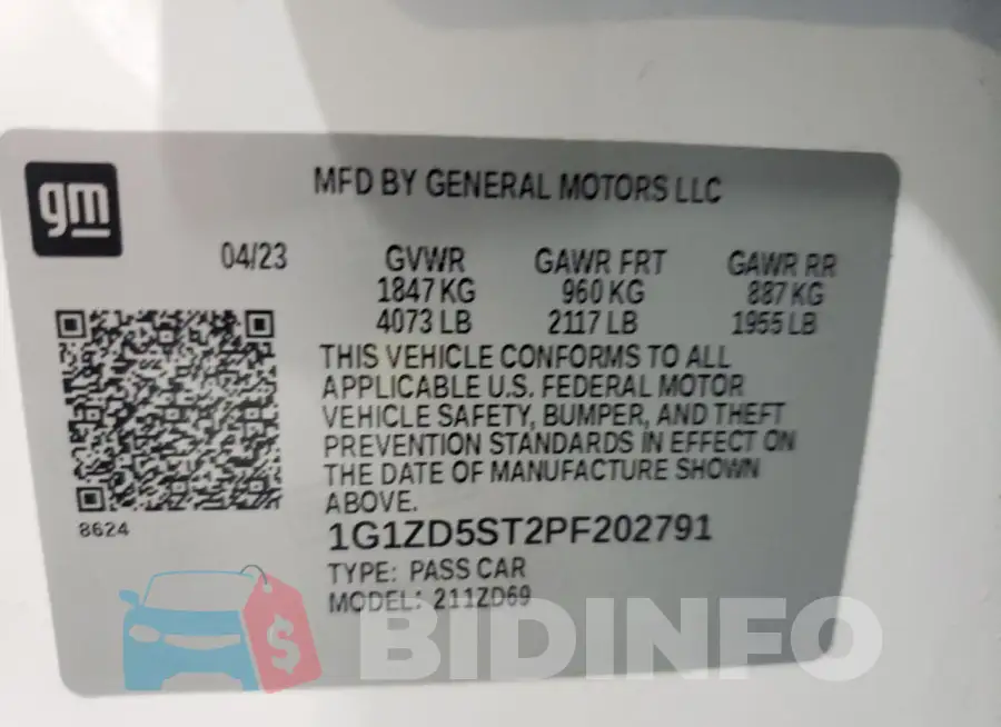 1G1ZD5ST2PF202791 Photo# 12