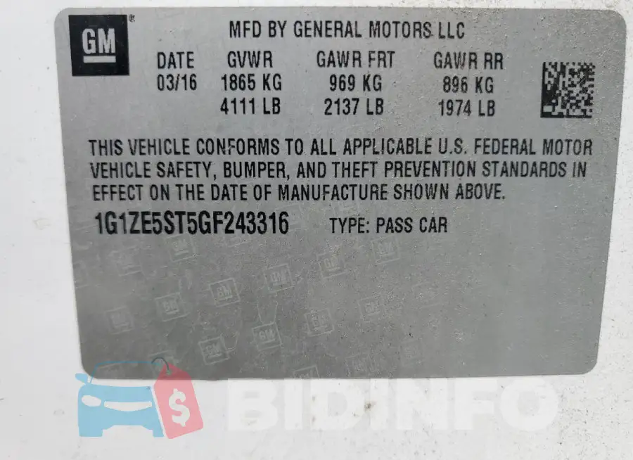 1G1ZE5ST5GF243316 Photo# 12