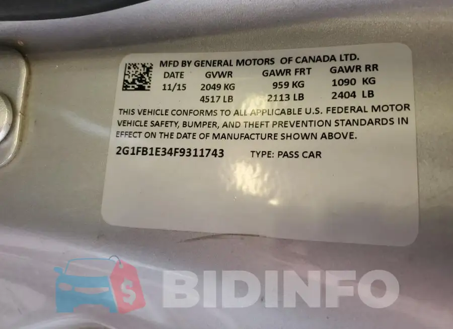 2G1FB1E34F9311743 Photo# 13