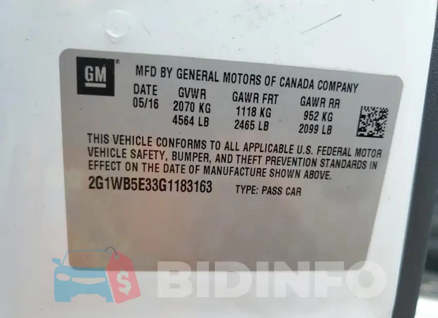 2G1WB5E33G1183163 Photo# 12