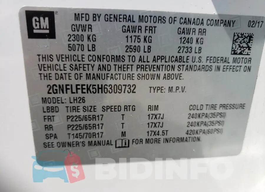 2GNFLFEK5H6309732 Photo# 13
