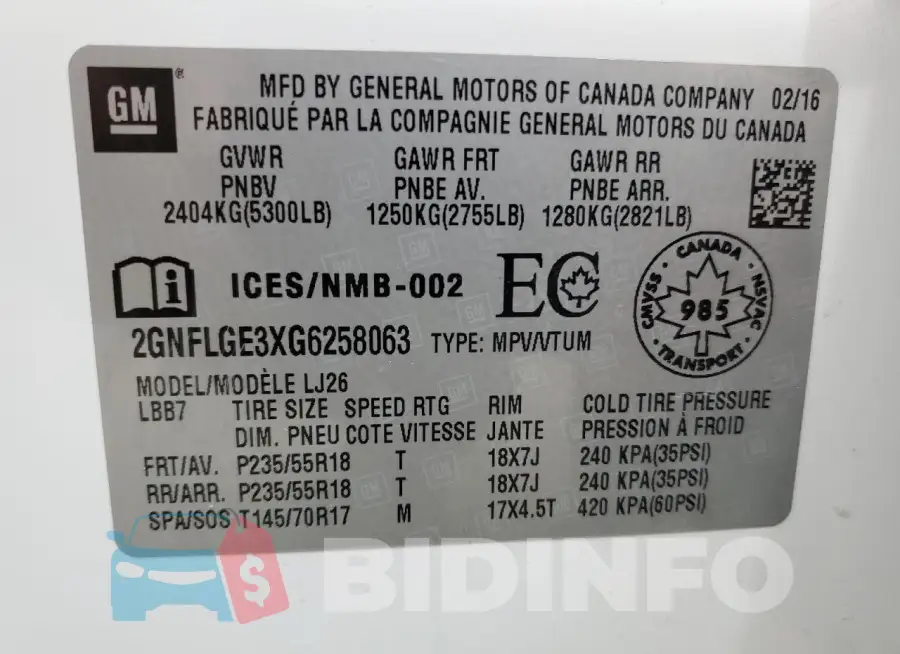 2GNFLGE3XG6258063 Photo# 13