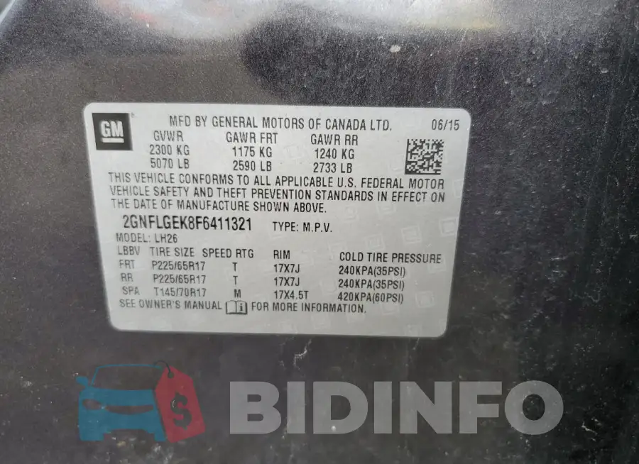 2GNFLGEK8F6411321 Photo# 13