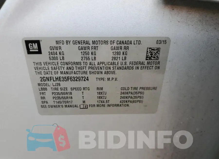 2GNFLHE35F6329724 Photo# 13