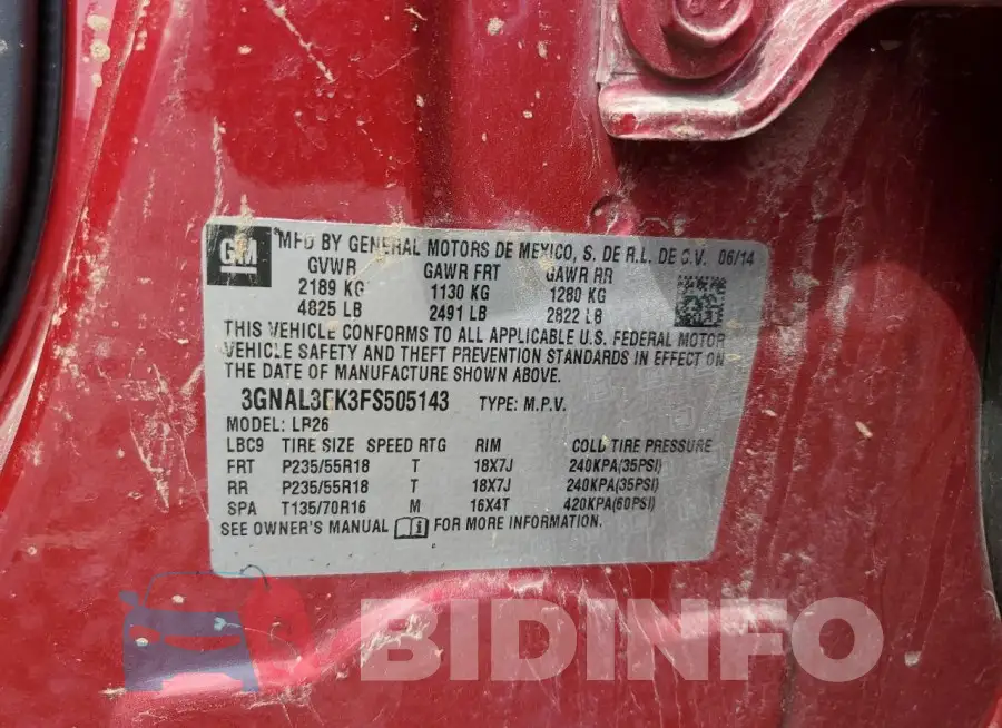 3GNAL3EK3FS505143 Photo# 14