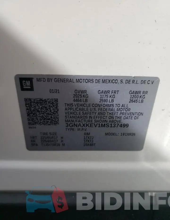3GNAXKEV1MS137499 Photo# 12