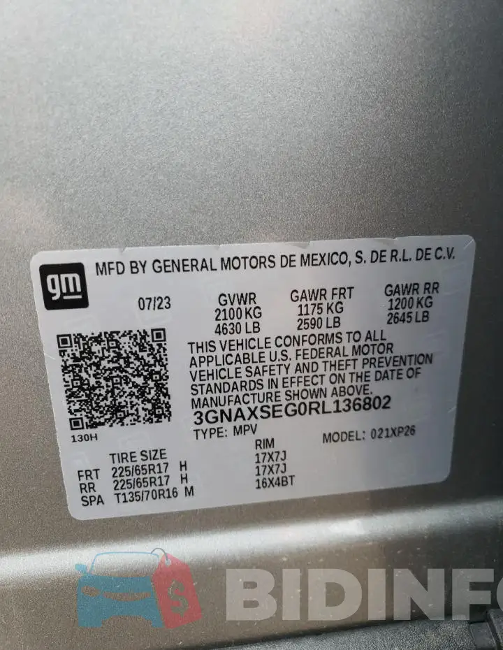 3GNAXSEG0RL136802 Photo# 13