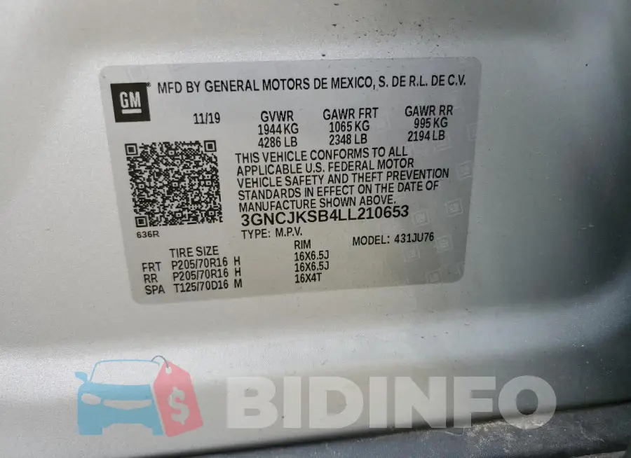 3GNCJKSB4LL210653 Photo# 12