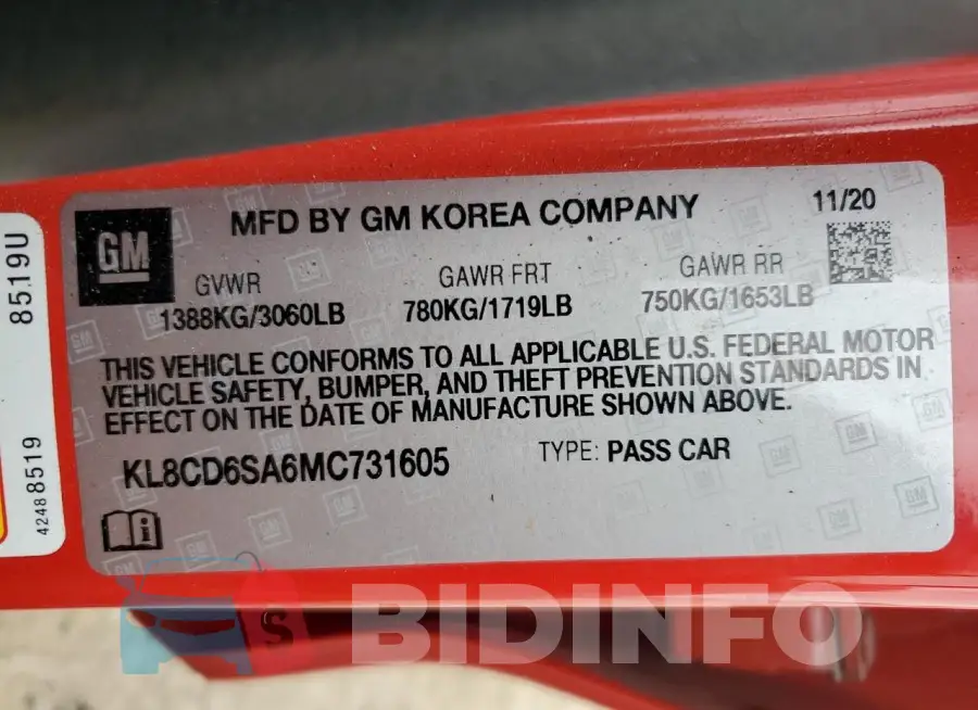 KL8CD6SA6MC731605 Photo# 12