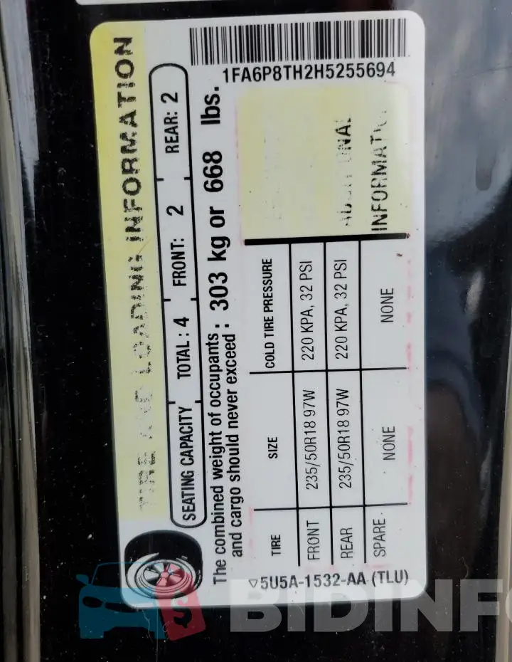 1FA6P8TH2H5255694 Photo# 12