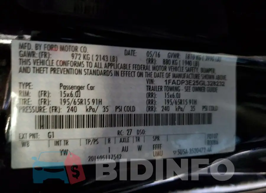 1FADP3E25GL328232 Photo# 12