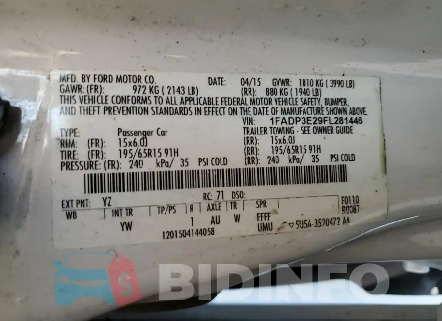 1FADP3E29FL281446 Photo# 12