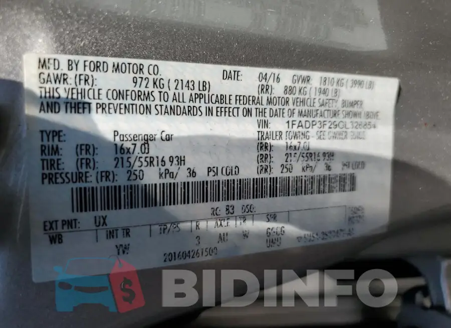 1FADP3F29GL326854 Photo# 13