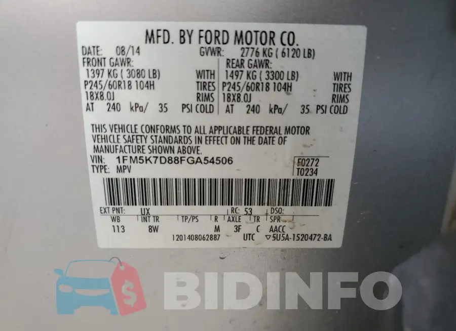 1FM5K7D88FGA54506 Photo# 14