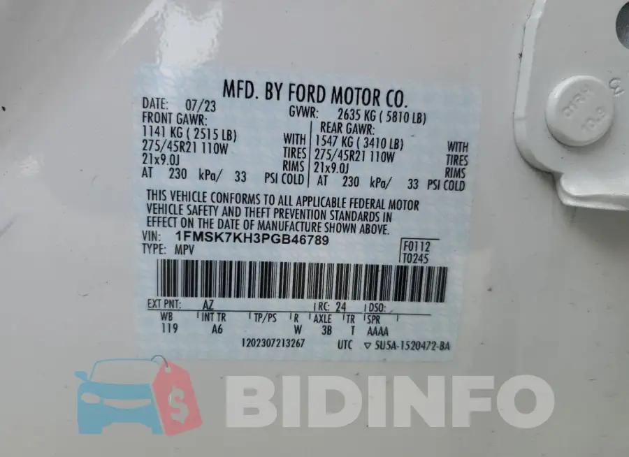 1FMSK7KH3PGB46789 Photo# 13