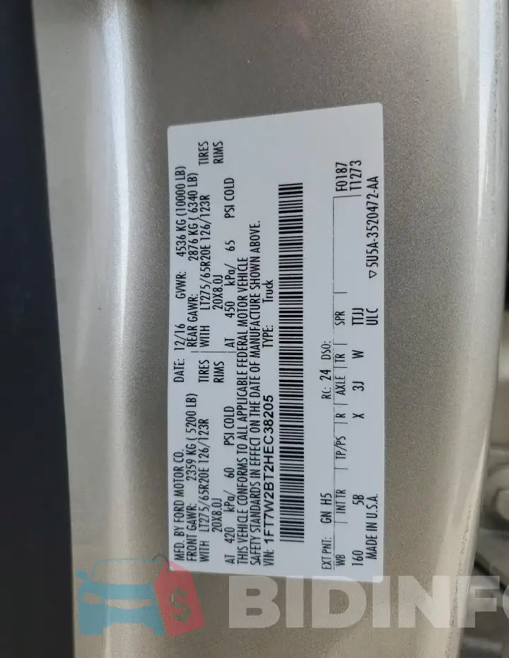 1FT7W2BT2HEC38205 Photo# 12