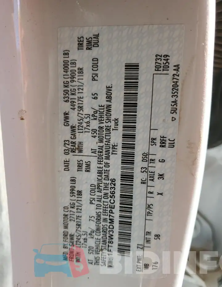 1FT8W3DM7PEC56326 Photo# 12