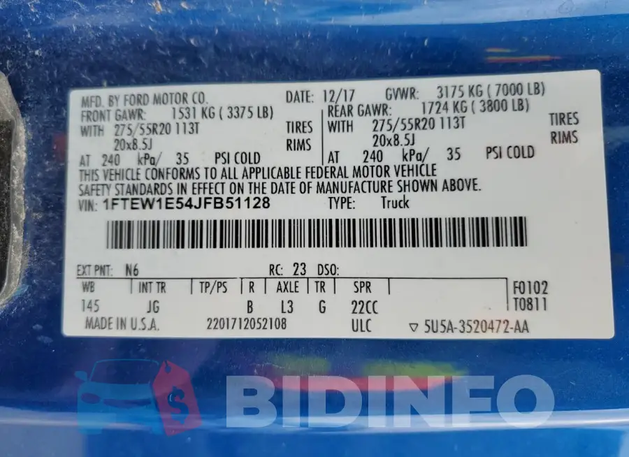 1FTEW1E54JFB51128 Photo# 13