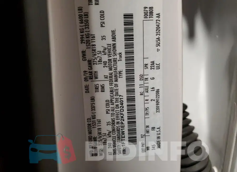1FTEW1EP2KFD24017 Photo# 12