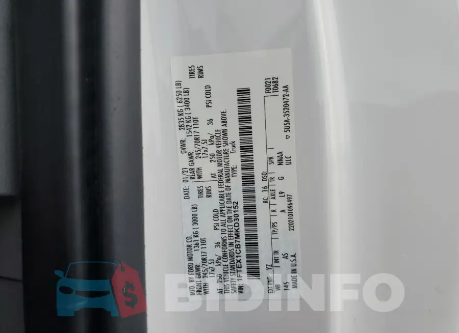 1FTEX1CB7MKD30152 Photo# 12