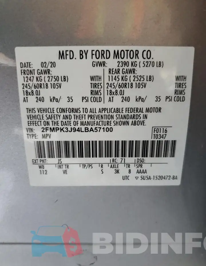 2FMPK3J94LBA57100 Photo# 12