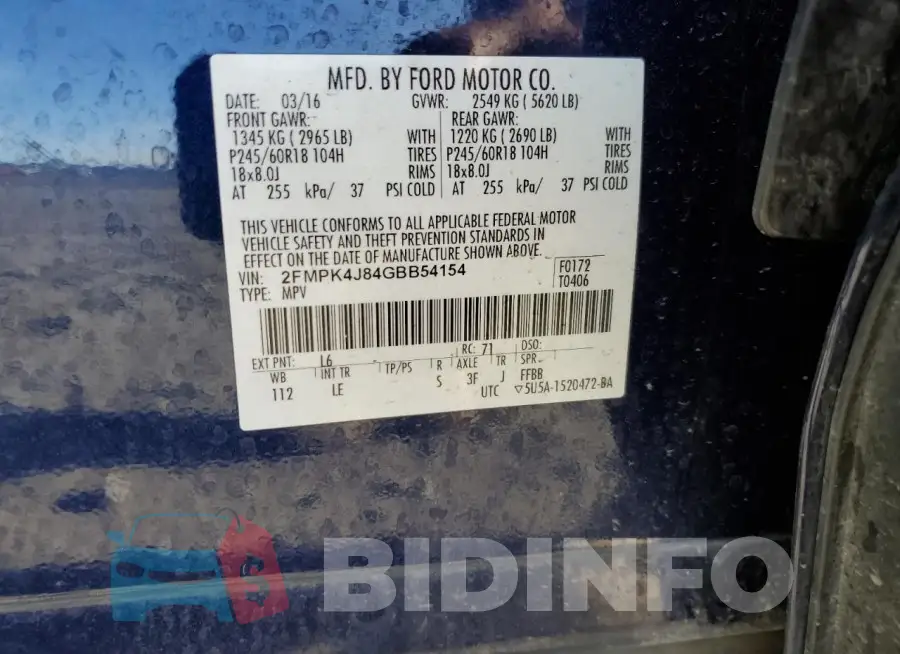 2FMPK4J84GBB54154 Photo# 13