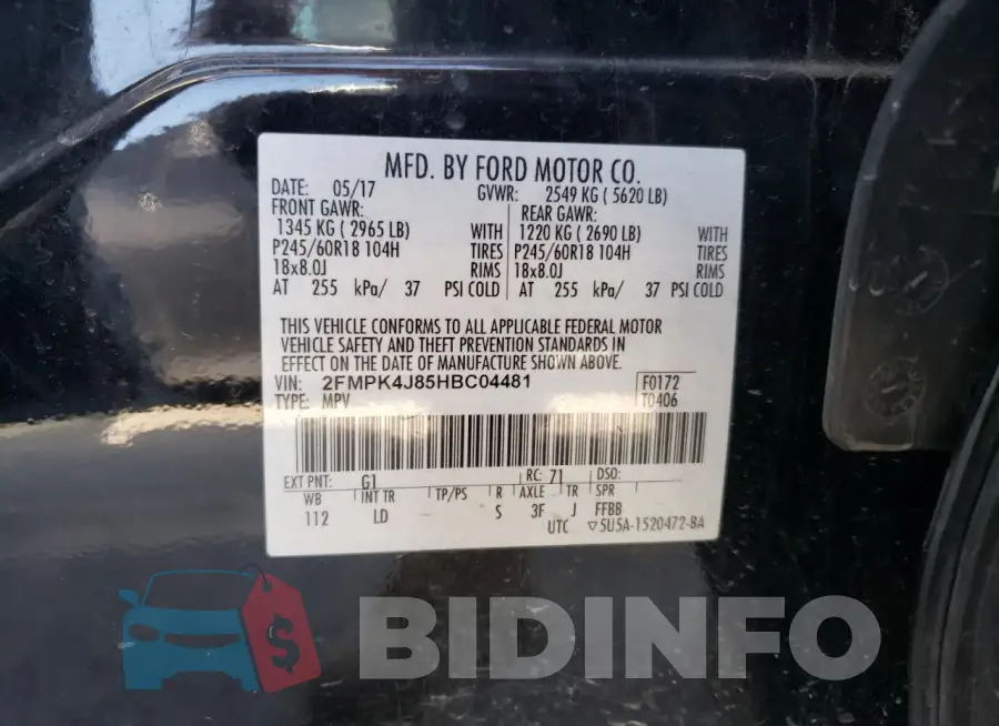 2FMPK4J85HBC04481 Photo# 12