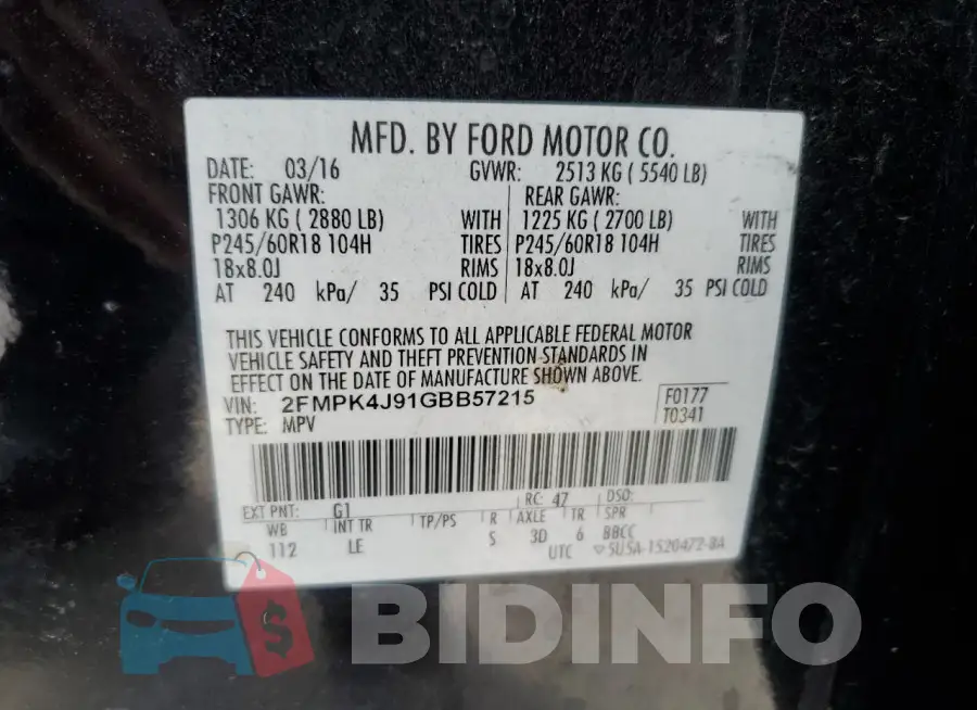 2FMPK4J91GBB57215 Photo# 13