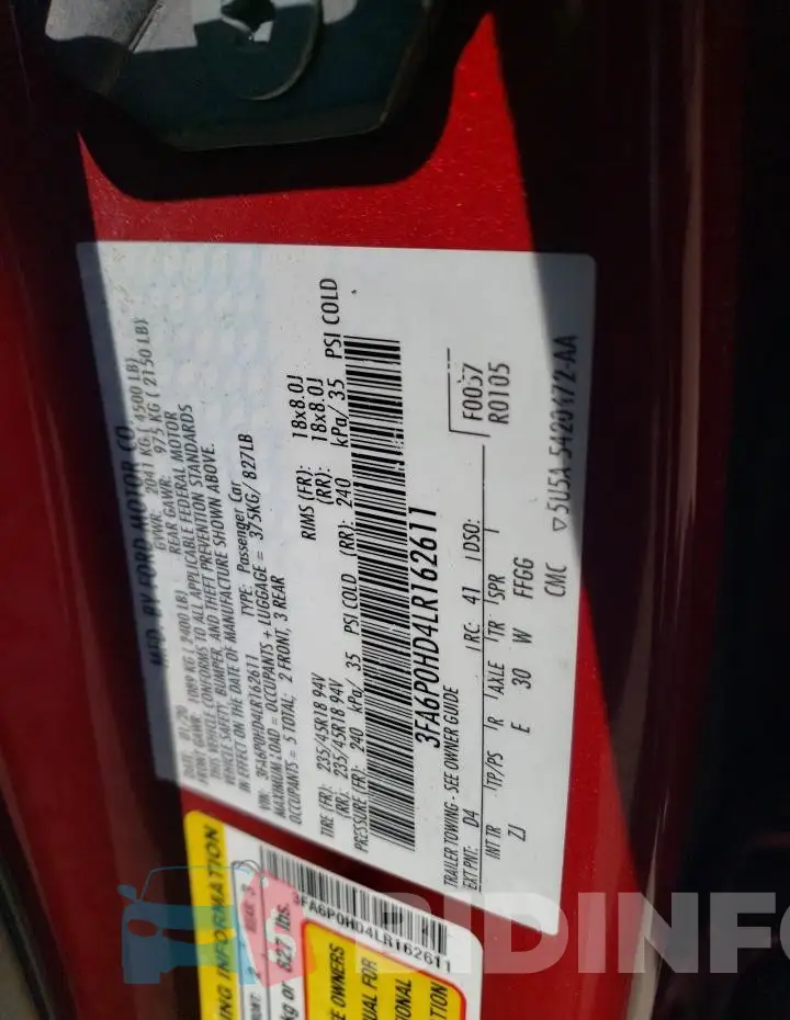 3FA6P0HD4LR162611 Photo# 12