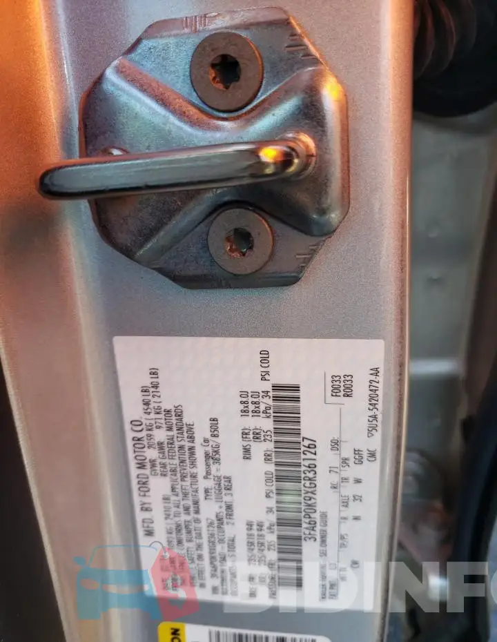 3FA6P0K9XGR361267 Photo# 13