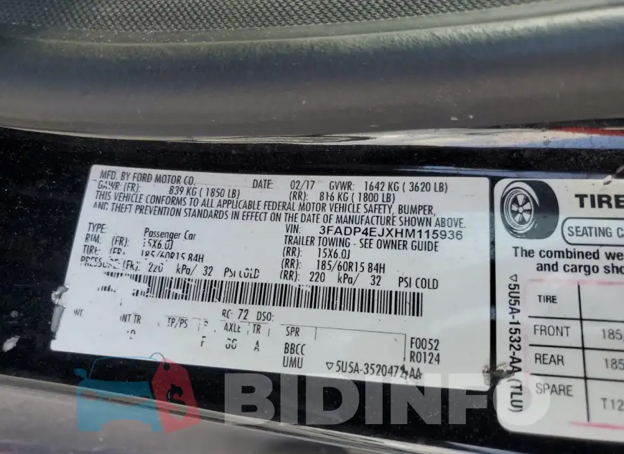 3FADP4EJXHM115936 Photo# 12