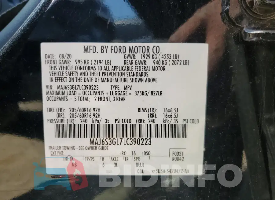 MAJ6S3GL7LC390223 Photo# 13