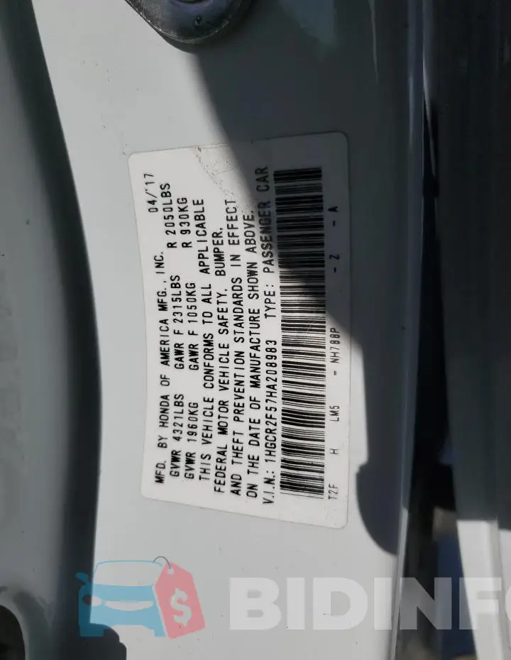 1HGCR2F57HA208983 Photo# 12