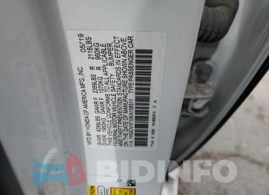 1HGCV1F10KA108511 Photo# 12