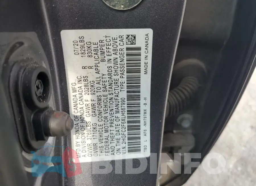 2HGFC2F6XLH567990 Photo# 12