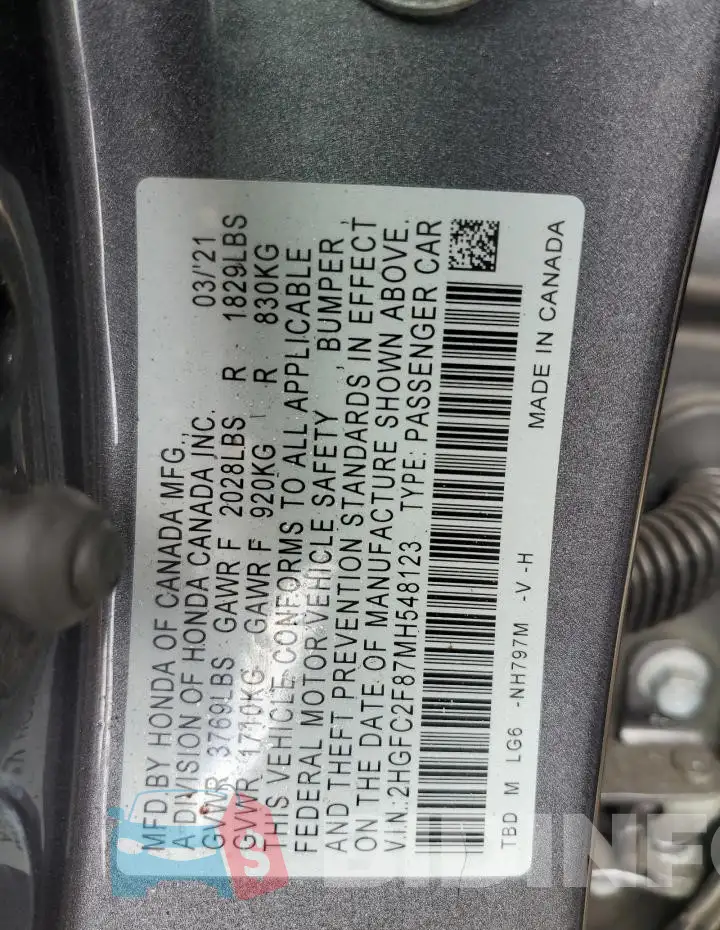 2HGFC2F87MH548123 Photo# 13