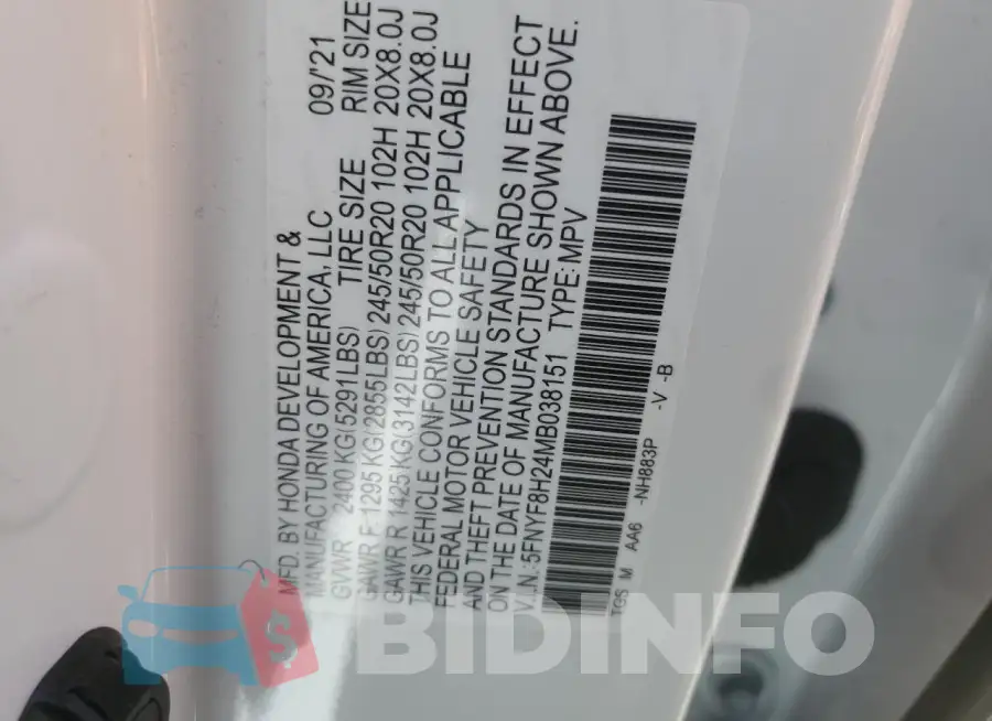 5FNYF8H24MB038151 Photo# 13