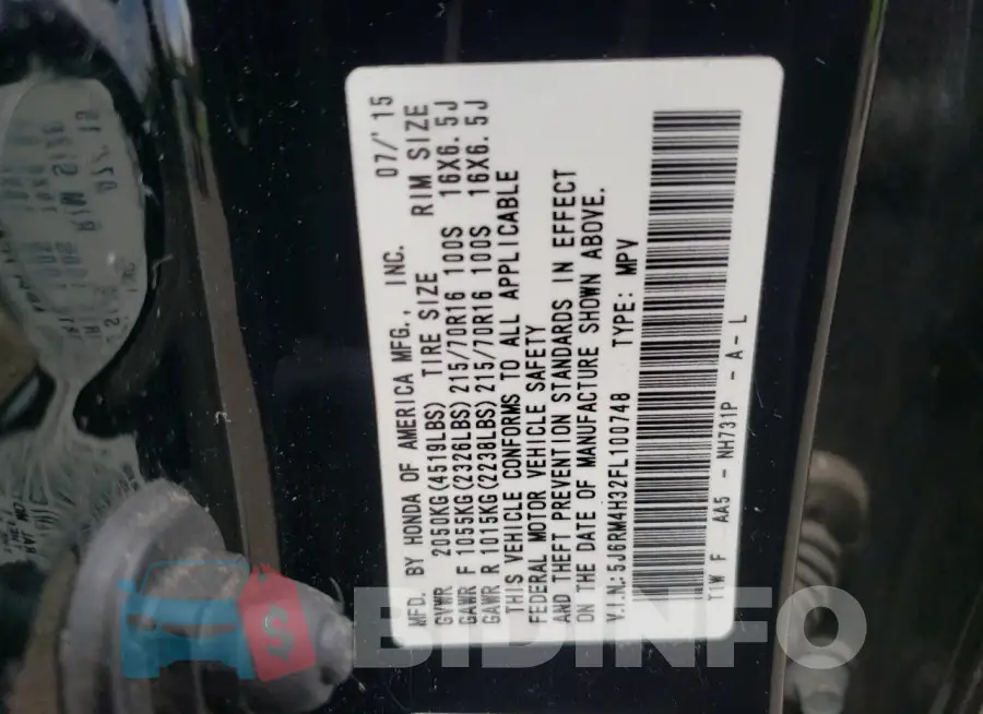 5J6RM4H32FL100748 Photo# 13