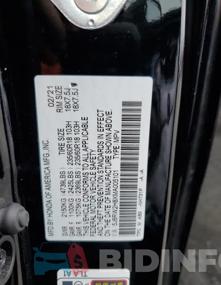 5J6RW2H8XMA005101 Photo# 12