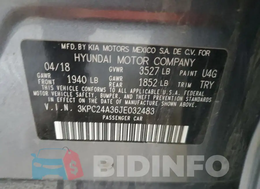 3KPC24A36JE032483 Photo# 12