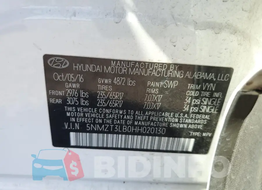 5NMZT3LB0HH020130 Photo# 12