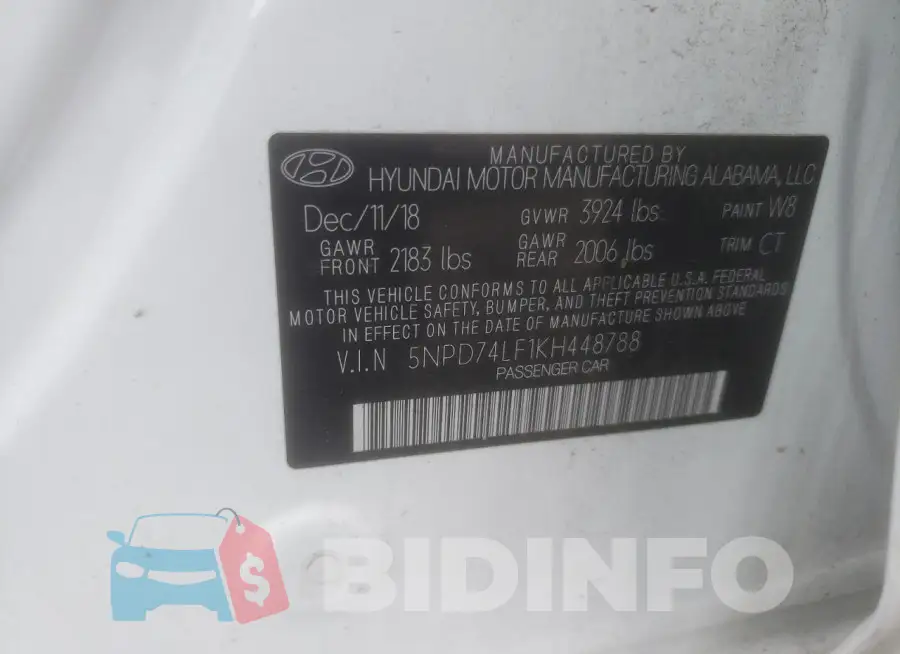 5NPD74LF1KH448788 Photo# 12