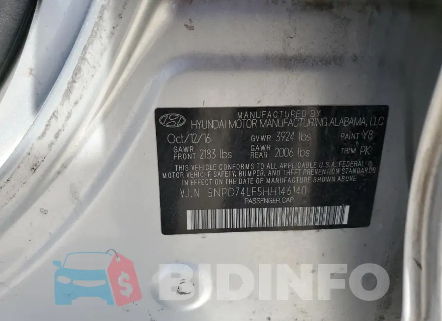 5NPD74LF5HH146140 Photo# 12