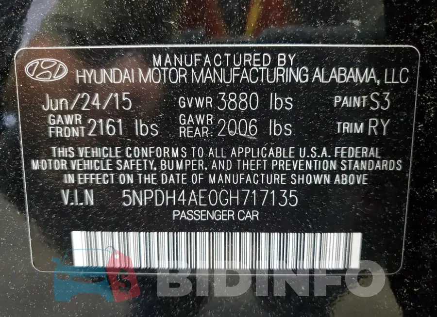 5NPDH4AE0GH717135 Photo# 12