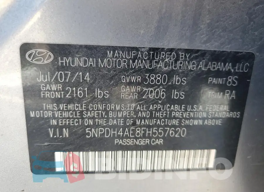 5NPDH4AE8FH557620 Photo# 12